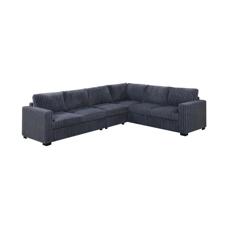 Elegantes 4-teiliges Sektionssofa Dunkelgrau Einarmiges Loveseat Eckkeil Armloser Stuhl Cordbezogen L-förmige Plüschcouch
