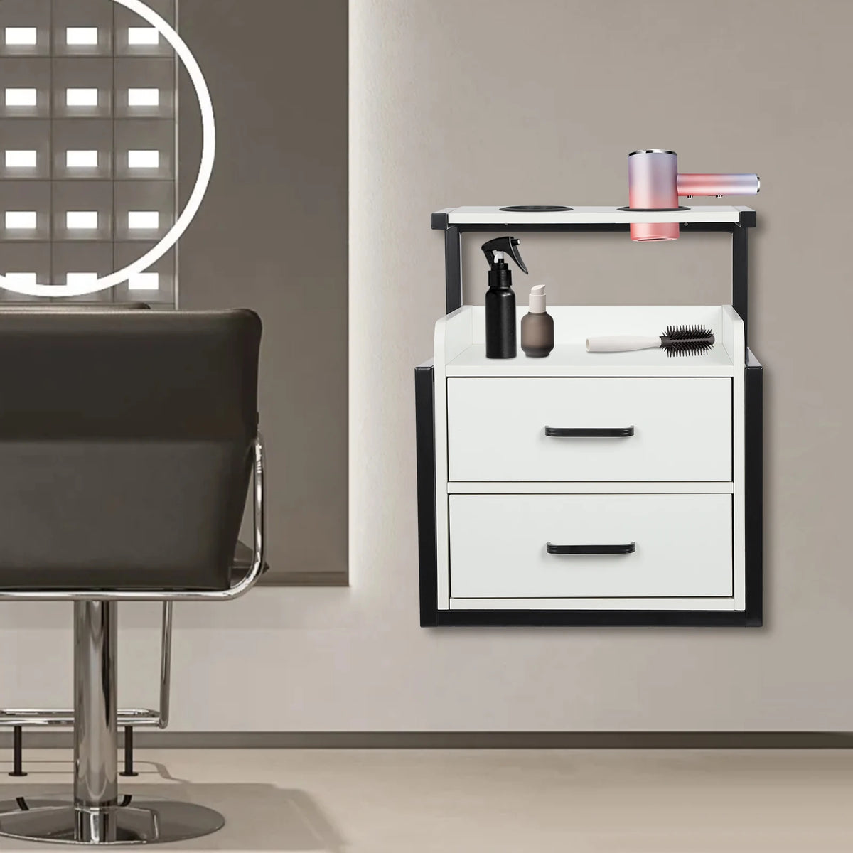 Multifunktionale Salonwagen Wandmontierter Friseurschrank Friseursalon Spezial Dauerwellen-Färbemittel-Ablageregal Möbel