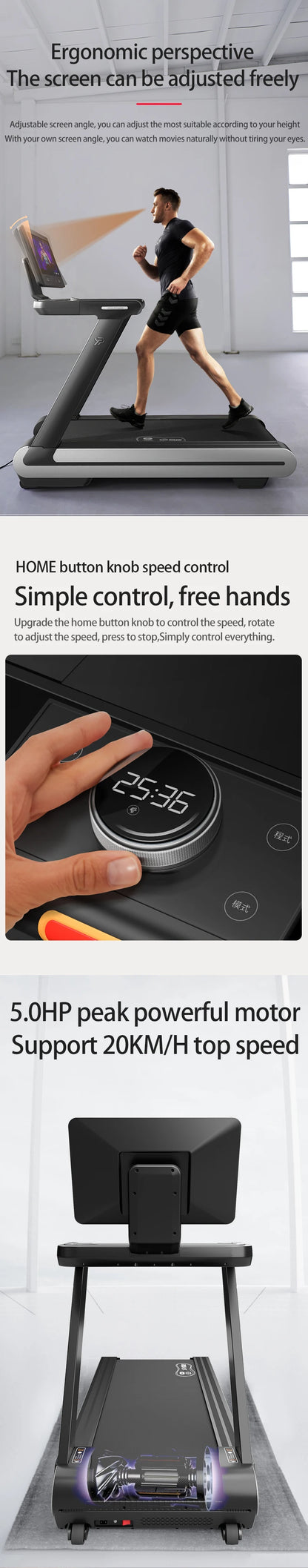Neues Fitnessgerät Halbkommerzielles Laufband MX Neigung Super Wifi Touchscreen Laufband AC Motor Elektrisches Laufband