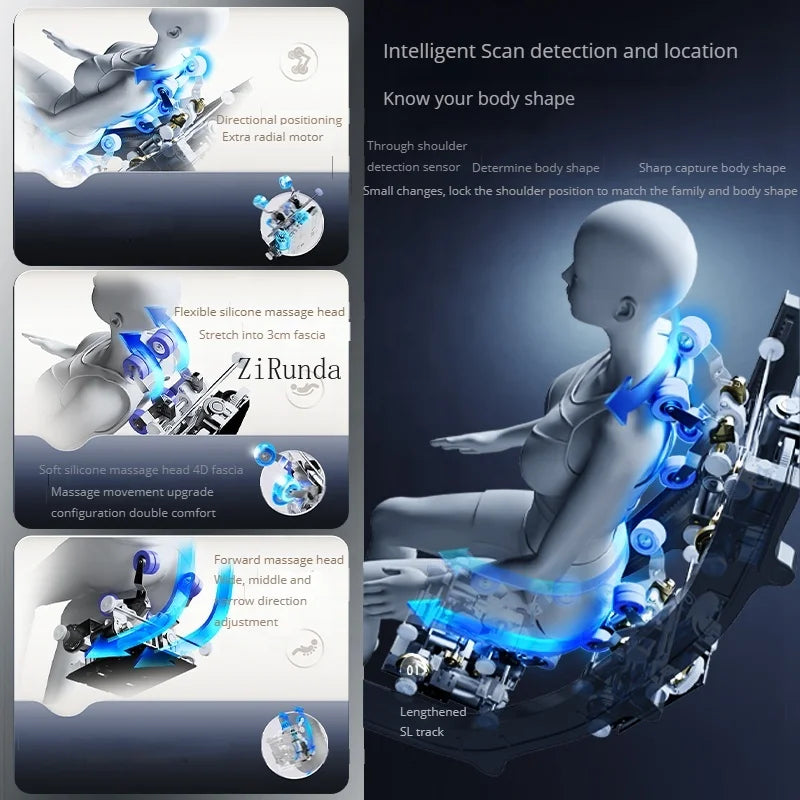 Shiatsu Recumbent Spa Pedicure 4d SL Track Zero Gravity Full Body Massage Chair