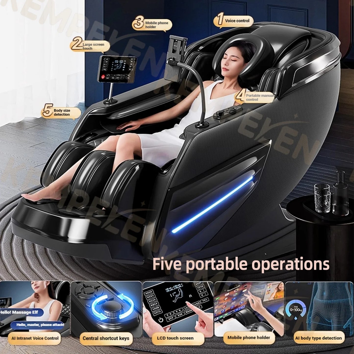 4D+ Jade 6-Rollen Massagesessel – Schwerelosigkeit, Thai-Stretch, KI-Sprache, 3 Jahre Garantie