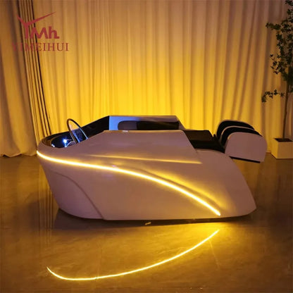 Modern Design Salon Head Therapy Bed Synthetic Leather Automatic Massage Shampoo Chair Hair Spa Equipment
