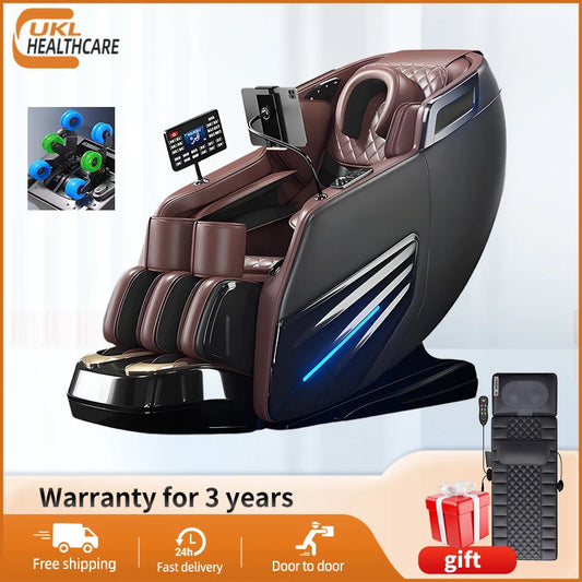 2025 Upgrade 6D Jade-Rollen-Massagesessel mit KI-Sprachsteuerung, automatischem Körperscan, Thai-Stretching & Handyhalter – Schwerelosigkeit F