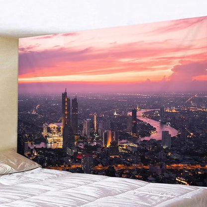 New York City Night View Tapestry – Boho Wall Hanging &amp; Home Decor