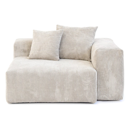 Sdorens 141.73'' L Shape Sectional Sofa Corduroy Fabric Couches Oversized 3 Seater Couch with 1 Ottomans for Living Room Set