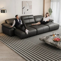 Genuine Leather Black Sofa Recliner Sectional Sleep Luxury Designer Sofa Daybed Modern Divano Soggiorno Couches Furniture
