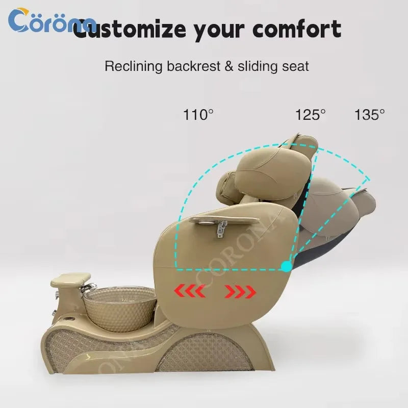 Professional No Plumbing Luxury Foot Spa Pedicure Chair With Massage