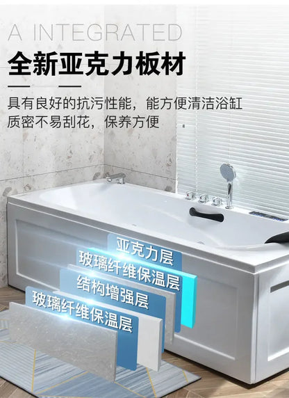 Thickened acrylic bathtub Small apartment Adult Surfing massage Constant temperature heating Smart