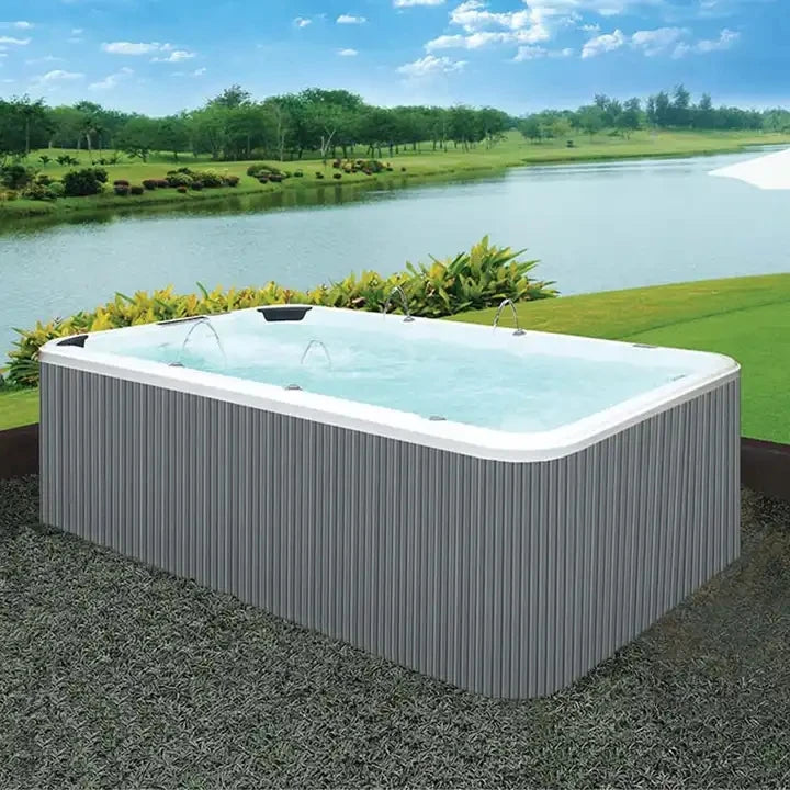 Großer freistehender Holzrahmen außen mit Massage-Whirlpools großem Schwimmbecken Whirlpool Außenbadewanne