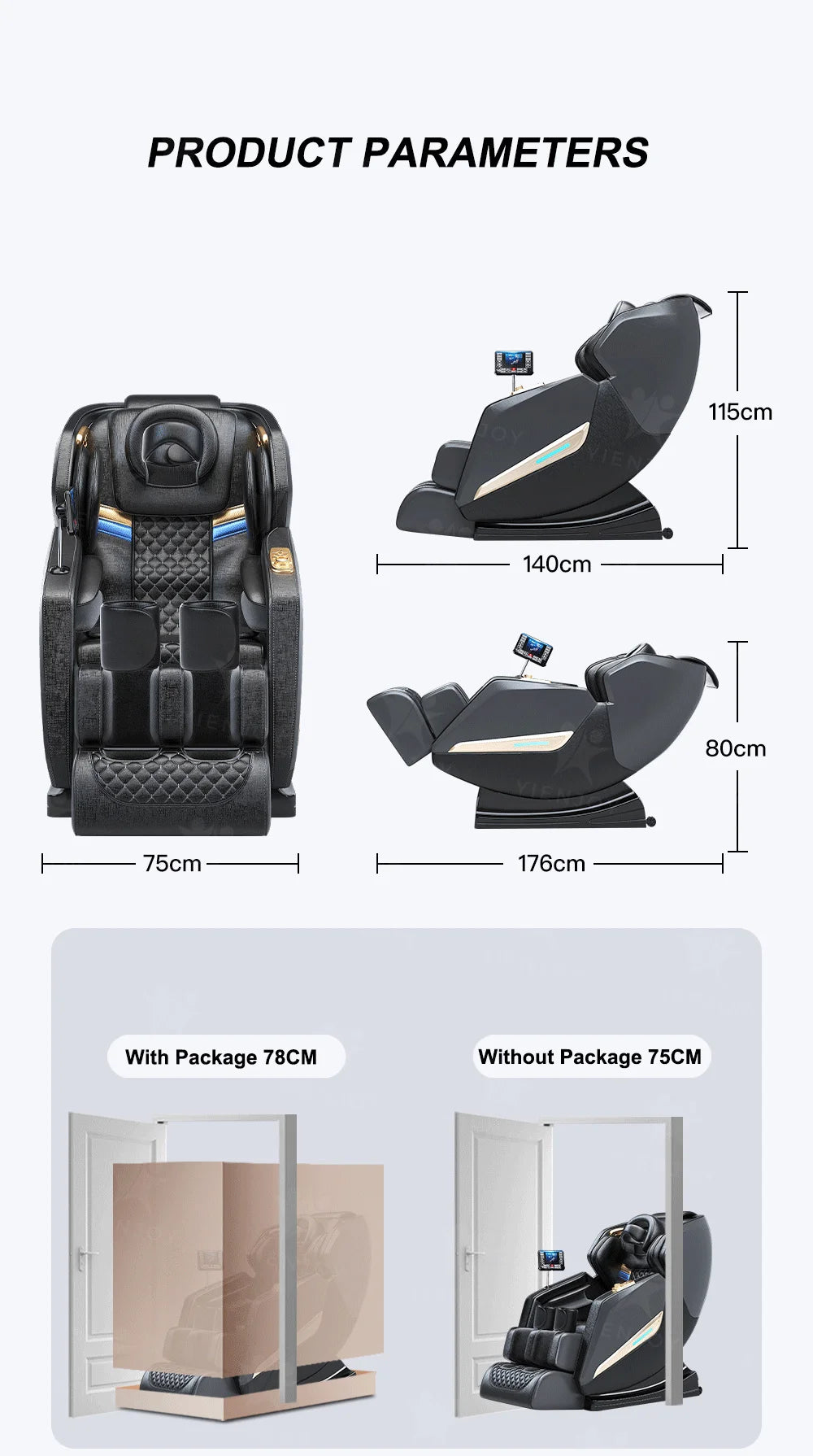 KI-gesteuerter intelligenter Massagesessel Schwerelosigkeit Geräuschloser Betrieb Lendenwirbelstütze Ergonomisches Design Ganzkörper-Massagesessel
