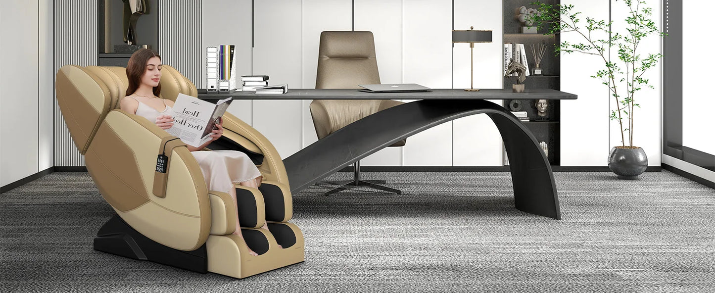 Liegesessel, Ganzkörper-Airbag-Massage, One-Touch-Schwerelosigkeit, Fußroller und Bluetooth, für Zuhause