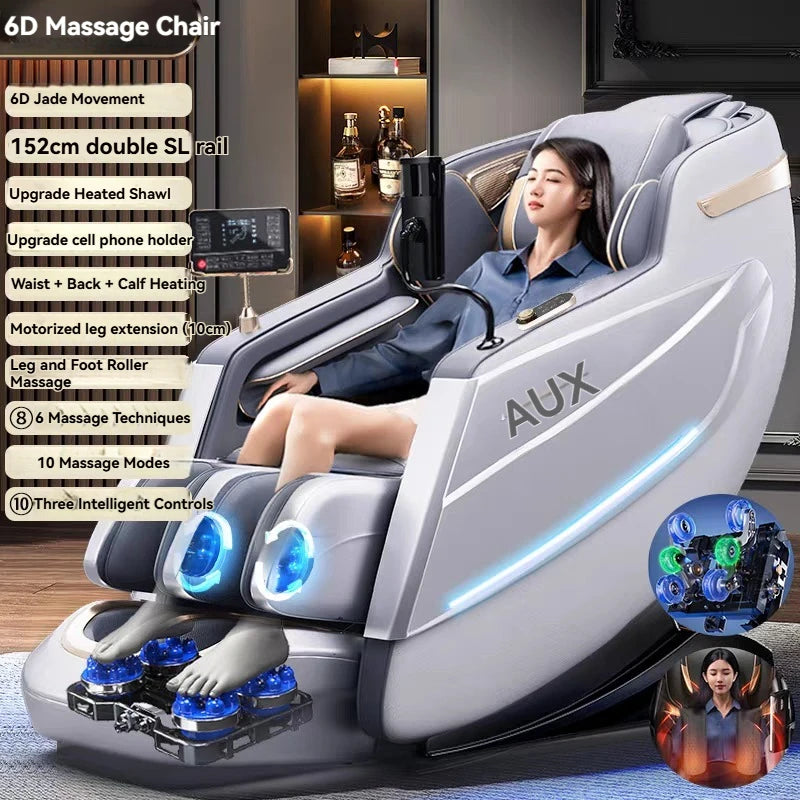 Dual-Core 6D+6D Massagesessel Ganzkörper-Schwerelosigkeits-Massagesessel mit Heizung Tiefenentspannungs-Massagesessel