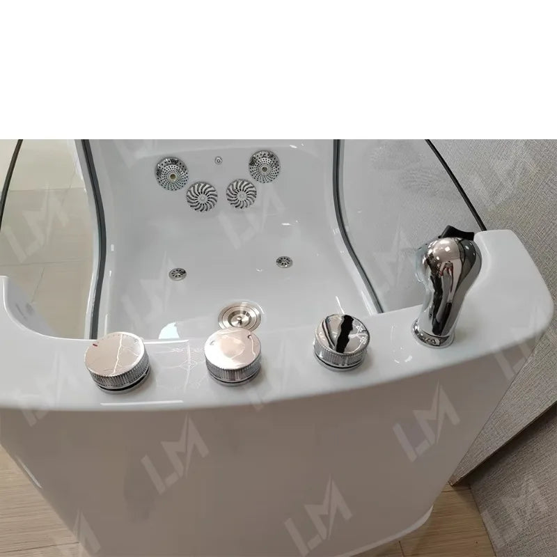 Modern Freestanding Ozone Massage Spa Bathtub with Shower Head for Pet Grooming & Cleansing Bath Whirlpool for Bathroom