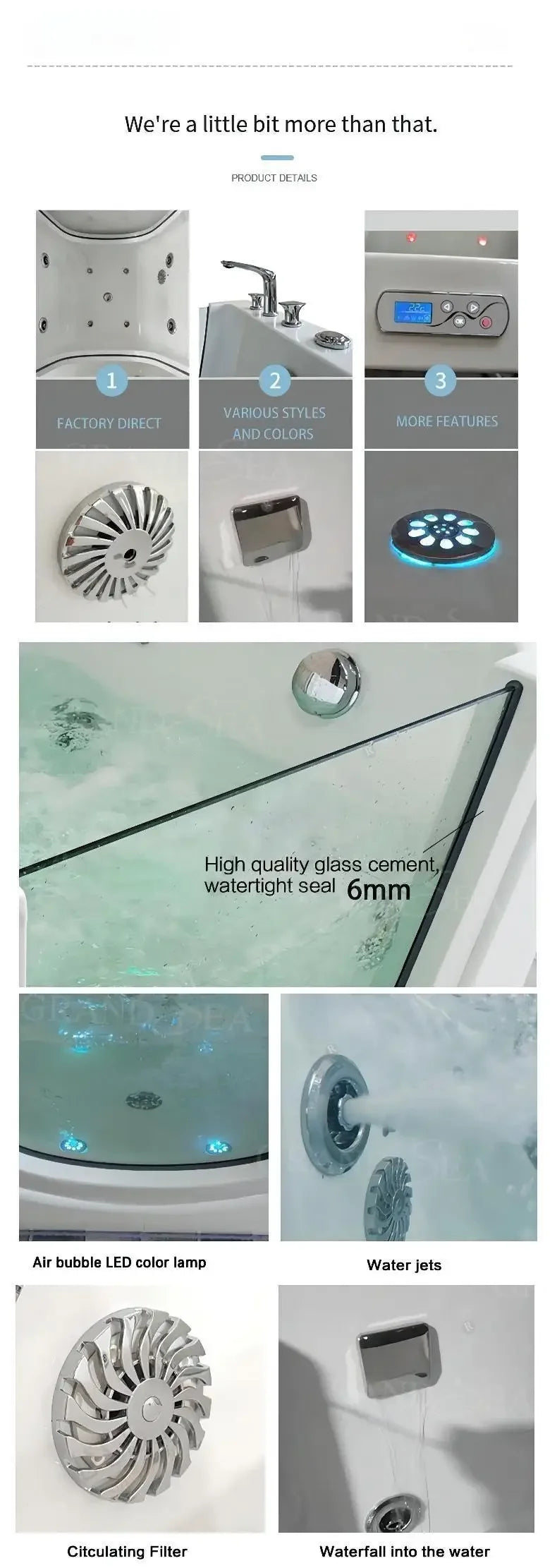 Freistehende Hydrotherapie Baby SPA Badewanne Massage Thermostat Einweichbadewanne Acryl Kinderbadewanne
