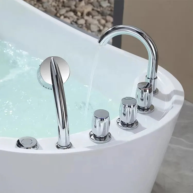 Modern Bathroom Whirlpool Air Jet Bath Tub Free Standing Acrylic SPA Massage Bathtub With Shower Faucet White
