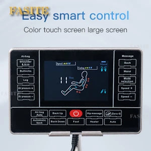 Nordisch-minimalistischer schwarzer Shiatsu-Ganzkörpermassagesessel mit Luftsystem und Schwerkraft, Bluetooth-Lautsprecher und Wermuttherapie