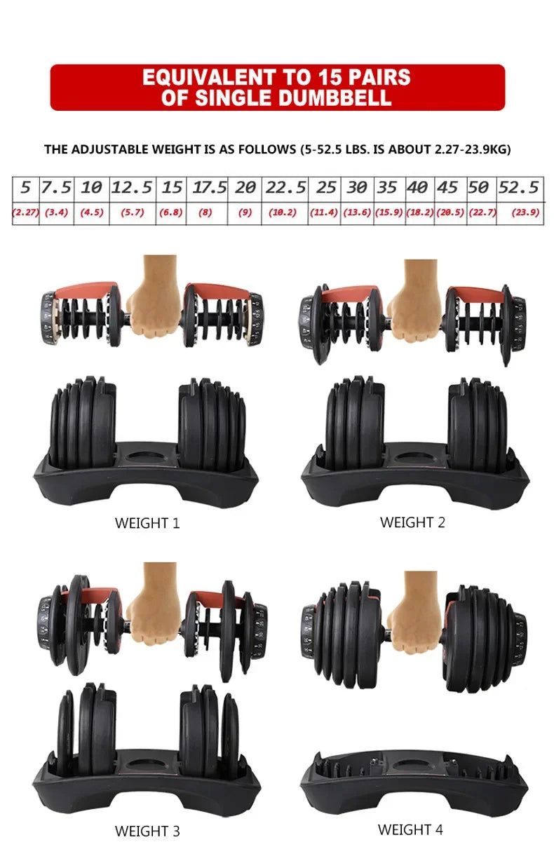 24KG Dumbbells Rubber Iron Adjustment Multiple Weight Dumbell Cheap Adjustable Dumbbells Home fitness equipment