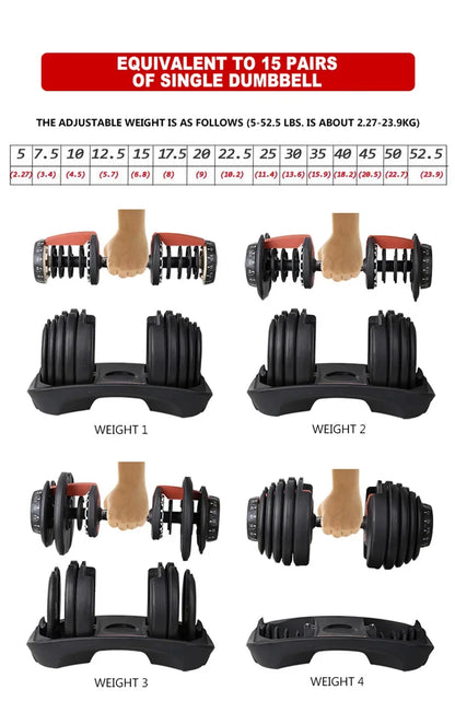24KG Dumbbells Rubber Iron Adjustment Multiple Weight Dumbell Cheap Adjustable Dumbbells Home fitness equipment