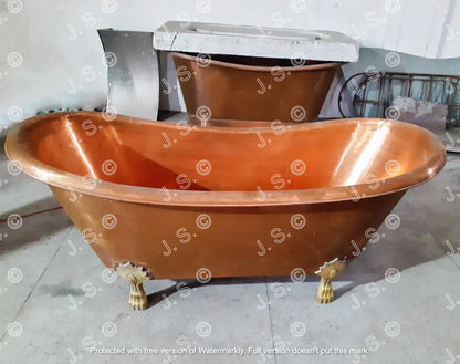 Grün Patiniertes Antik-Finish Freistehende Badewanne aus Kupfer Hochwertige handgefertigte elegante Standfuß-Badewanne