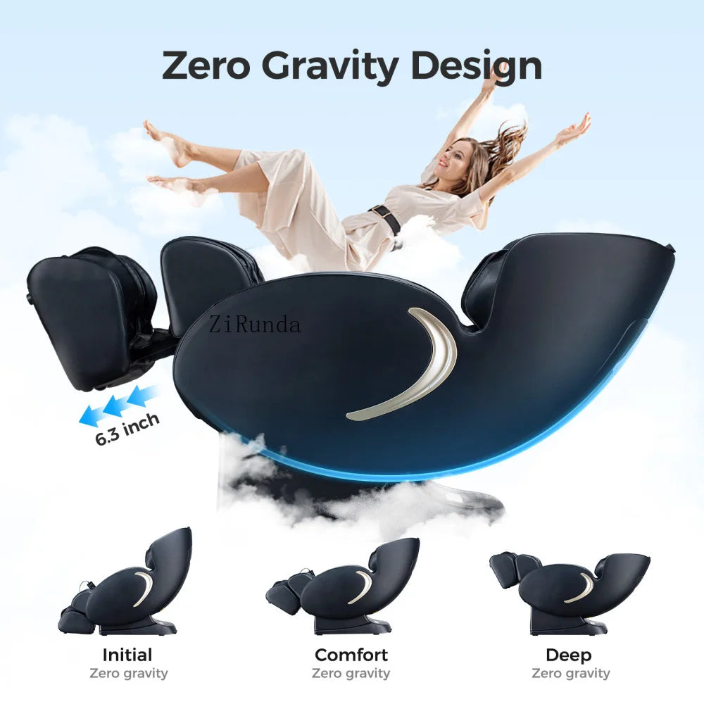 3D-Zero-Gravity-Massagesessel, Shiatsu-Ganzkörper-Liegesessel mit App, Schwarz