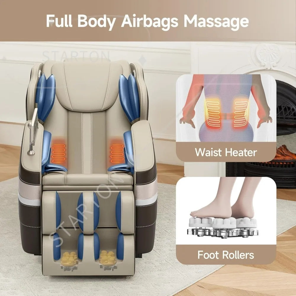 Ganzkörpermassage-Sessel, Zero-Gravity-Massageliege mit 6 Automatikmodi, Ganzkörper-Airbags, Bluetooth, für Büro geeignet