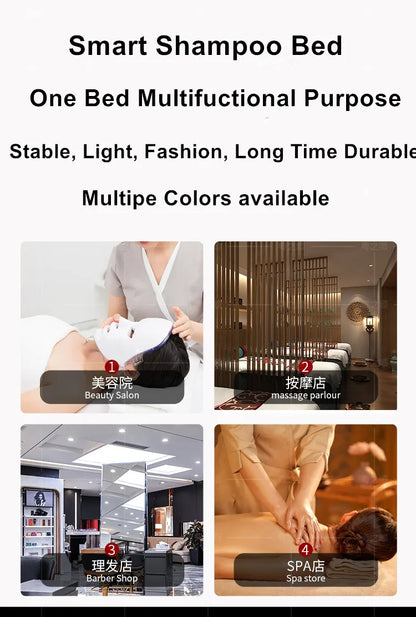 Luxury Salon Furniture Shampoo Chair Intelligent Full Body 4D Massage Electric Head Spa Shampoo Bed