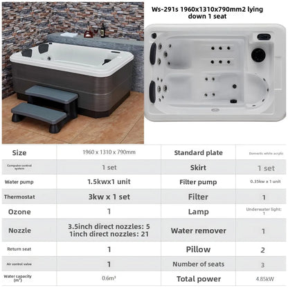 Outdoor-Jacuzzi-SPA-Whirlpool, großer Acryl-Massagebadewanne, intelligenter thermostatisch beheizter Pool, Villa, Hof, Hotel, Resort