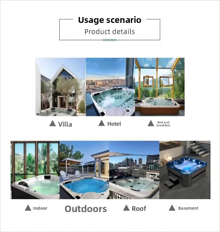 Smart Whirlpool Jacuzzi Spa-Wanne Tragbare Innen- und Außen-Badewanne mit Surfmassage Außen-Massagebadewanne Luft-Wasserdüse Möbel