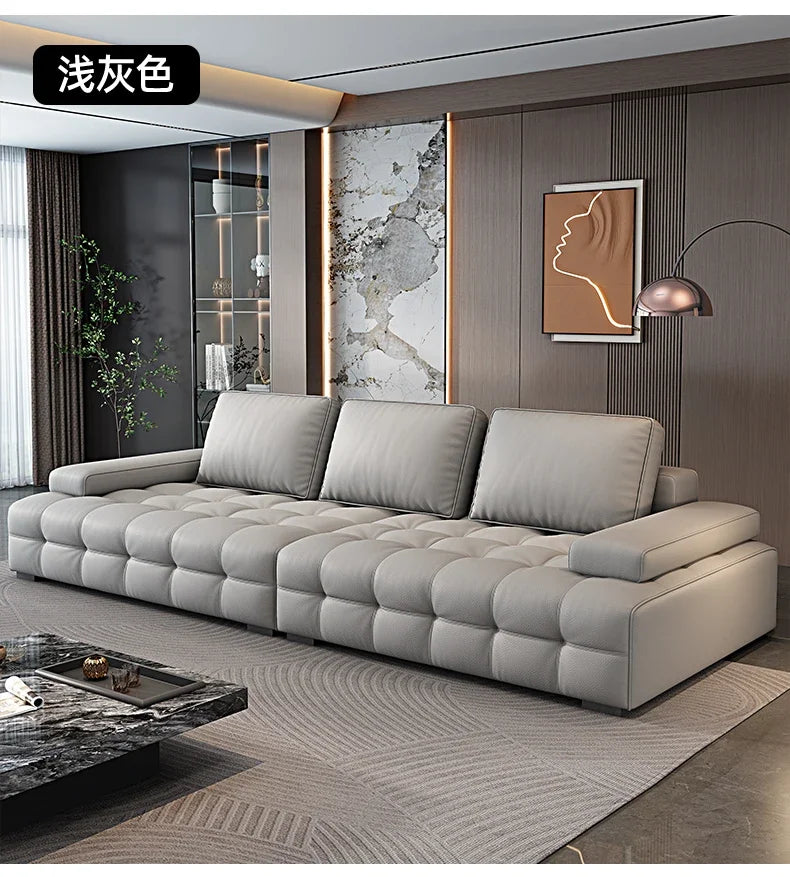 Modern Minimalistisches neues Leder Wohnzimmer Lawrence Italienisches leichtes Luxus gerades L-förmiges modulares Faules Weiches Tatami Lounge Sofa