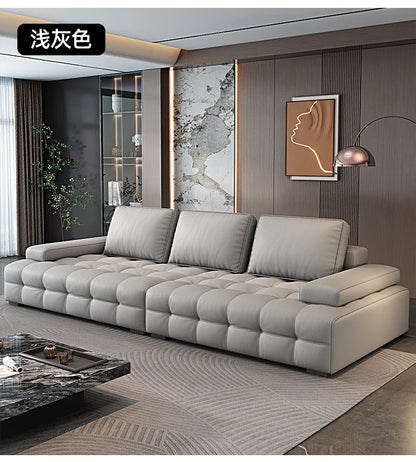 Modern Minimalistisches neues Leder Wohnzimmer Lawrence Italienisches leichtes Luxus gerades L-förmiges modulares Faules Weiches Tatami Lounge Sofa