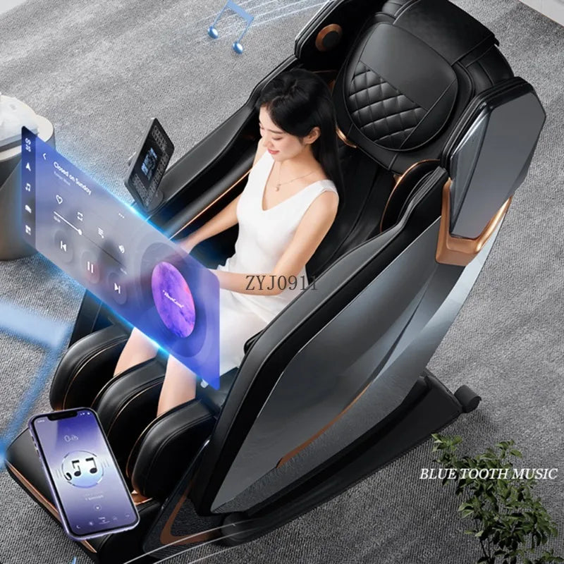 Gravity Shiatsu Massage Chair L-Track Recliner with Airbag Speaker LCD Screen Remote Control Voice Control Back/Leg Heat