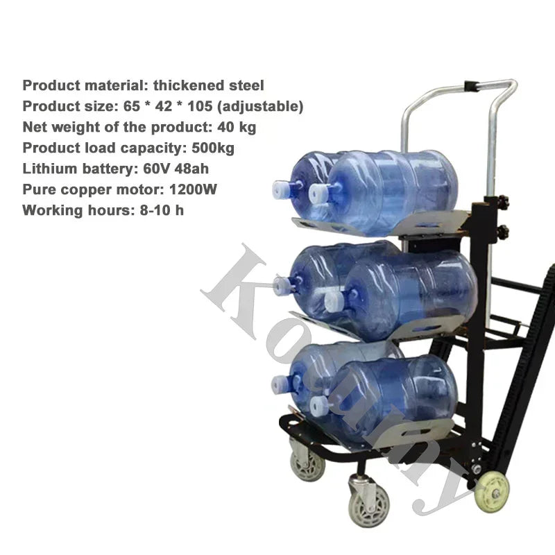 Voiture d'escalade d'escalier électrique de Type chenille de 500kg 1200W, Machine d'escalade d'escalier de chariot à main pour le seau d'eau, appareils électroménagers, Cargo Tr