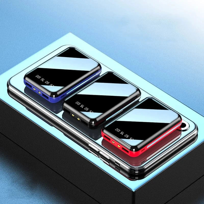 Mini Power Bank – Portable Mirror Screen External Battery with LED Digital Display, Fast Charging for SmartPhone