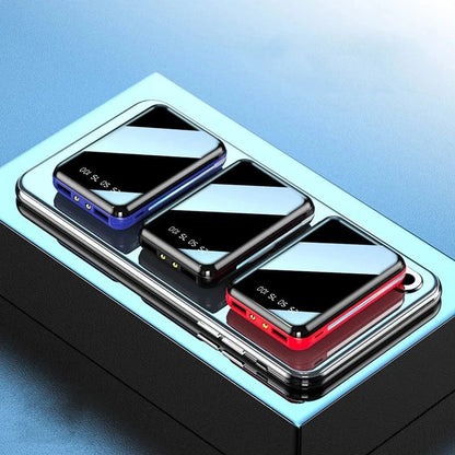 Mini Power Bank – Portable Mirror Screen External Battery with LED Digital Display, Fast Charging for SmartPhone