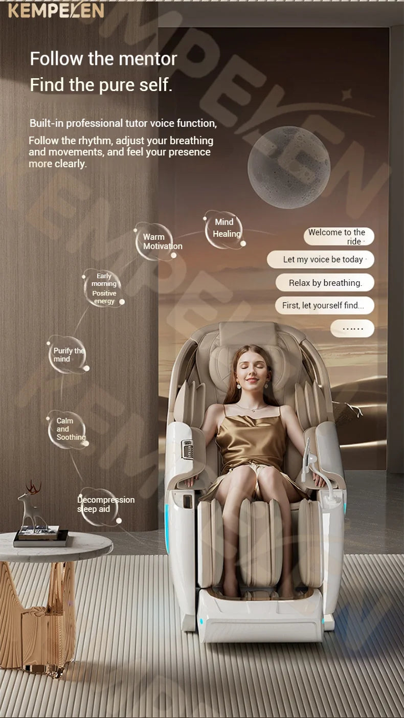 Dual-Core-Massagesessel für Rücken- und Schlafentlastung, 4D+3D-Tiefenmassage mit Wiegefunktion und Meditation