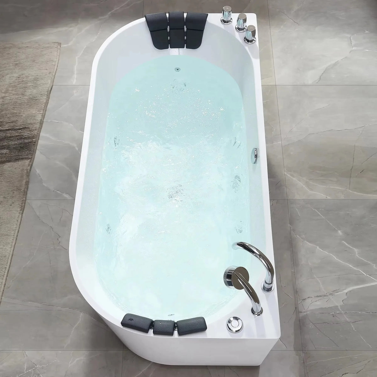 Modern Bathroom Whirlpool Air Jet Bath Tub Free Standing Acrylic SPA Massage Bathtub With Shower Faucet White