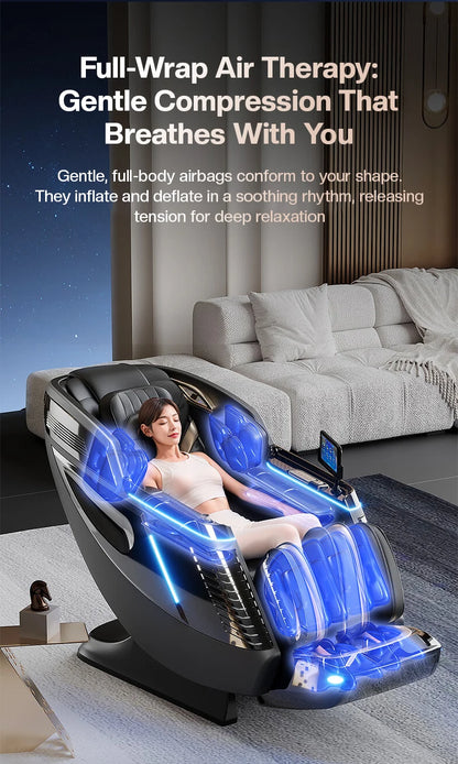 Hot Sell 4D 3D Zero-Gravity-Stuhl Dual Core Massager Ganzkörpermassagegerät Luxus-SL-Track-Massagesessel Fabrik