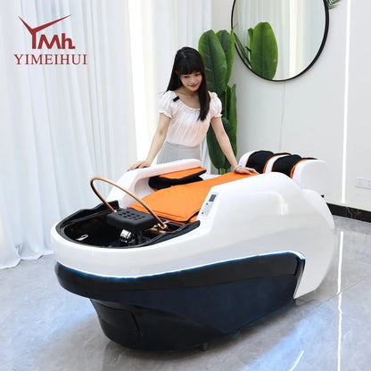 Custom luxury salon wash basin 4d full body electric massage spa beds wide shampoo bed