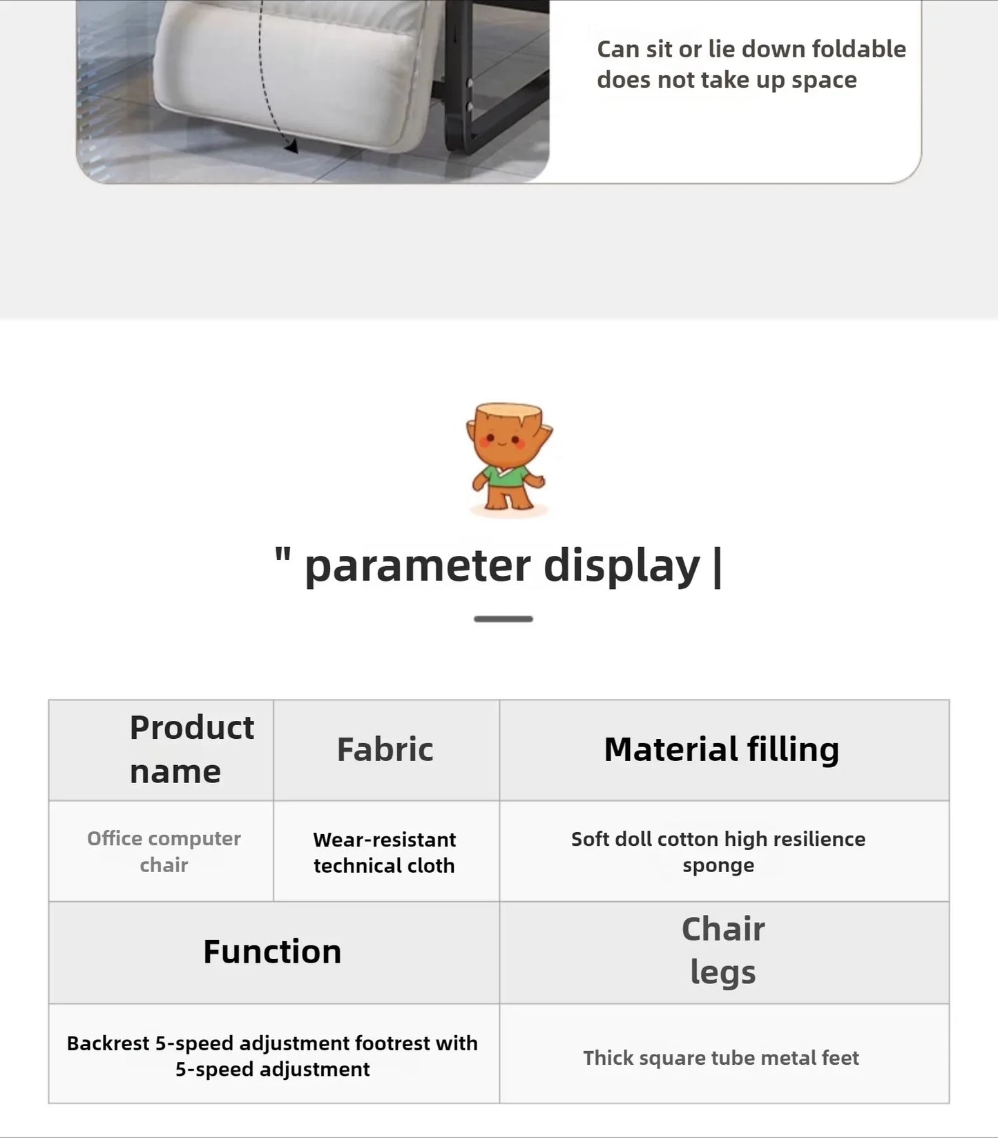 Liegestuhl Bürostuhl Mittagspause Klappstuhl Computerstuhl, kann sitzen und liegen, Zwei-Zweck-Faulenzer-Sofa-Stuhl mit Rückenlehne