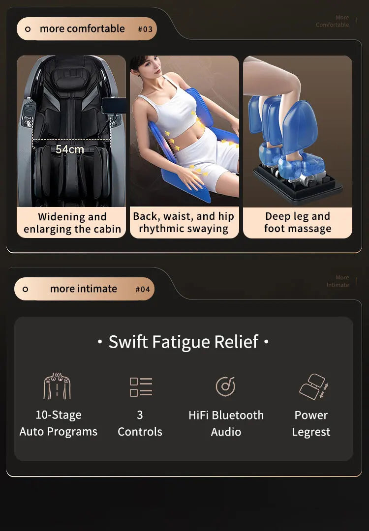Zero Gravity Luxus Shiatsu Ganzkörper-Luftstreckungs-Doppelkern-Massagesessel