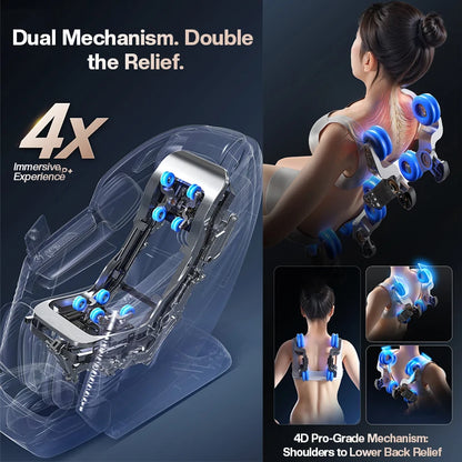 Hot Sell 4D 3D Zero-Gravity-Stuhl Dual Core Massager Ganzkörpermassagegerät Luxus-SL-Track-Massagesessel Fabrik