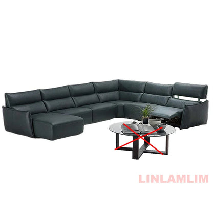 QY Ecksofa mit zwei Motoren, elektrischer Relaxfunktion, echtem Leder und verstellbaren Kopfstützen, L-förmige Eckcouch mit Chaiselongue