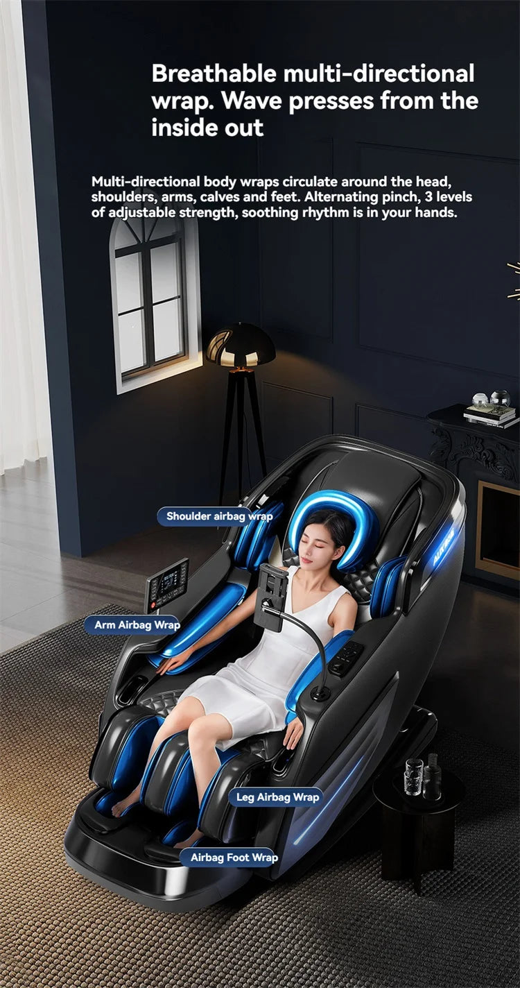 AUX 6D Shiatsu-Massagesessel, Smart-Massagesessel, Ganzkörper-Schwerelosigkeits-Streckmassagesessel, Relax-Massagesessel
