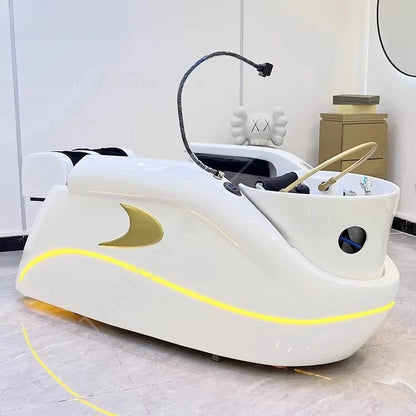 Professional Electric Massage Lay Down Water Circulation Head Spa Massage Bed for Hair Salon