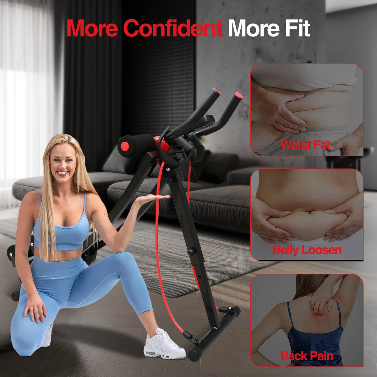 Dual Track Fitness Ab Machine Ab Cruncher Adjustable Height Waist Trainer Foldable Home Gym Equipment 4 Adjustable 440 lbs Weigh