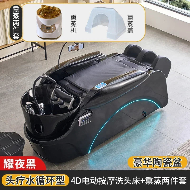Elektrisches intelligentes Massage-Shampoo-Bett für Friseursalons, spezielles Begasungs-Kopfbehandlungs-Wasserzirkulationsbett