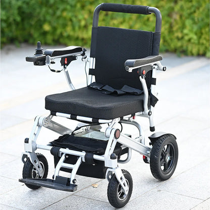 Medizinische Rehabilitationsausrüstung Leichter faltbarer elektrischer Rollstuhl für Senioren mit Fernbedienung und Lithiumbatterie, faltbar