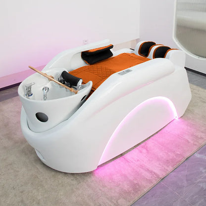 Automatic intelligent electric massage shampoo bed barber shop hair beauty hair treatment fumigation integrated bed
