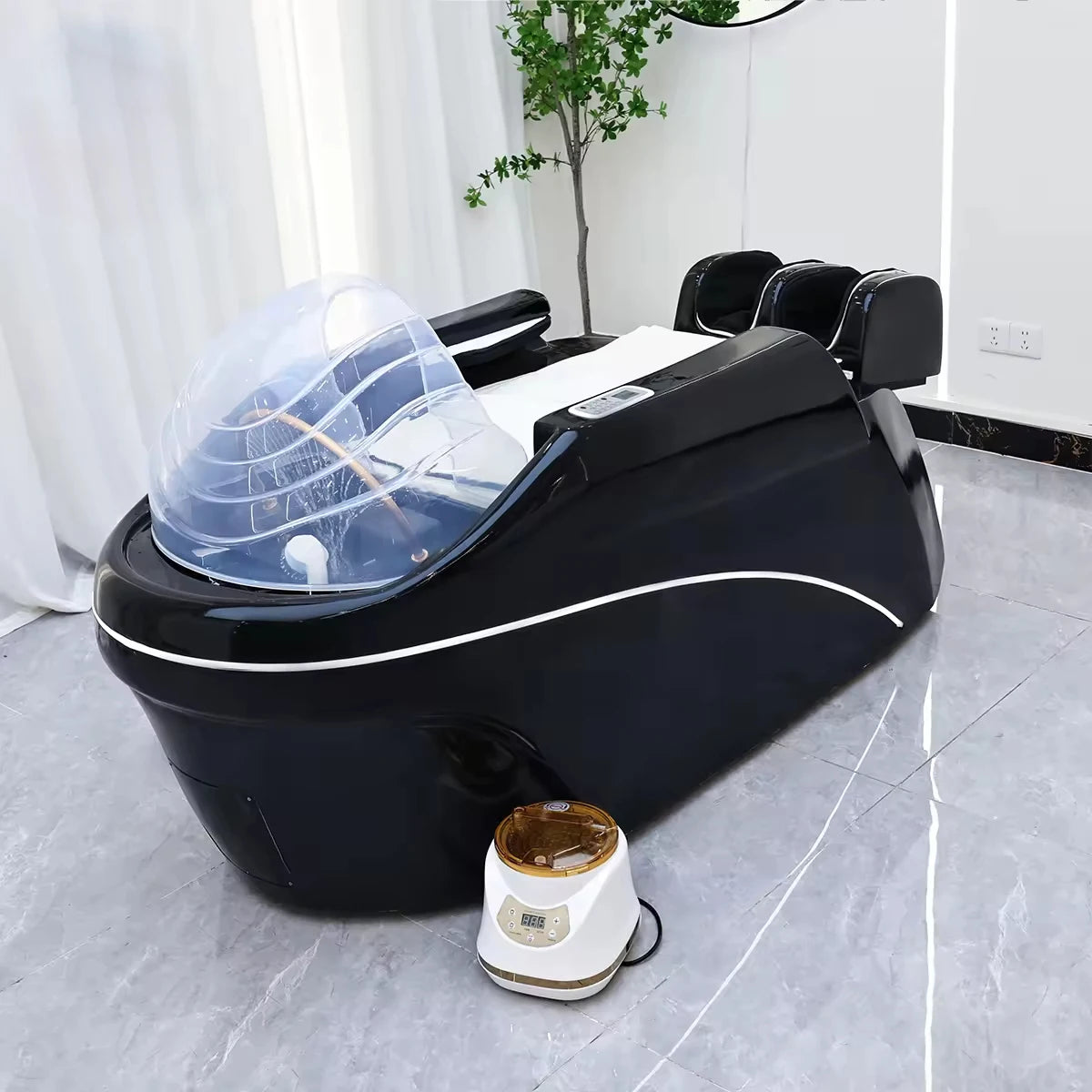 Modern Design Salon Head Therapy Bed Synthetic Leather Automatic Massage Shampoo Chair Hair Spa Equipment