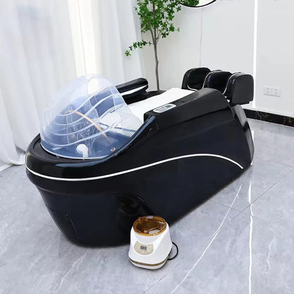 Modern Design Salon Head Therapy Bed Synthetic Leather Automatic Massage Shampoo Chair Hair Spa Equipment